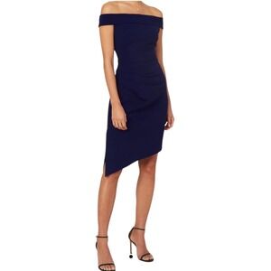 NWT Milly Women's Size 6 Blue‎ Ally Off-Shoulder Asymmetrical Hem Cocktail Dress